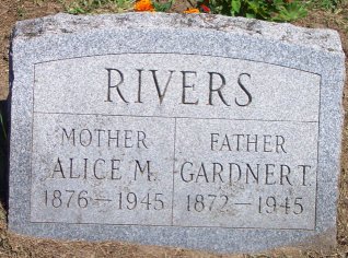 Headstone of Gardner Rivers and Alice Munson Rivers